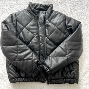 Quilted Faux leather coat size medium never worn!